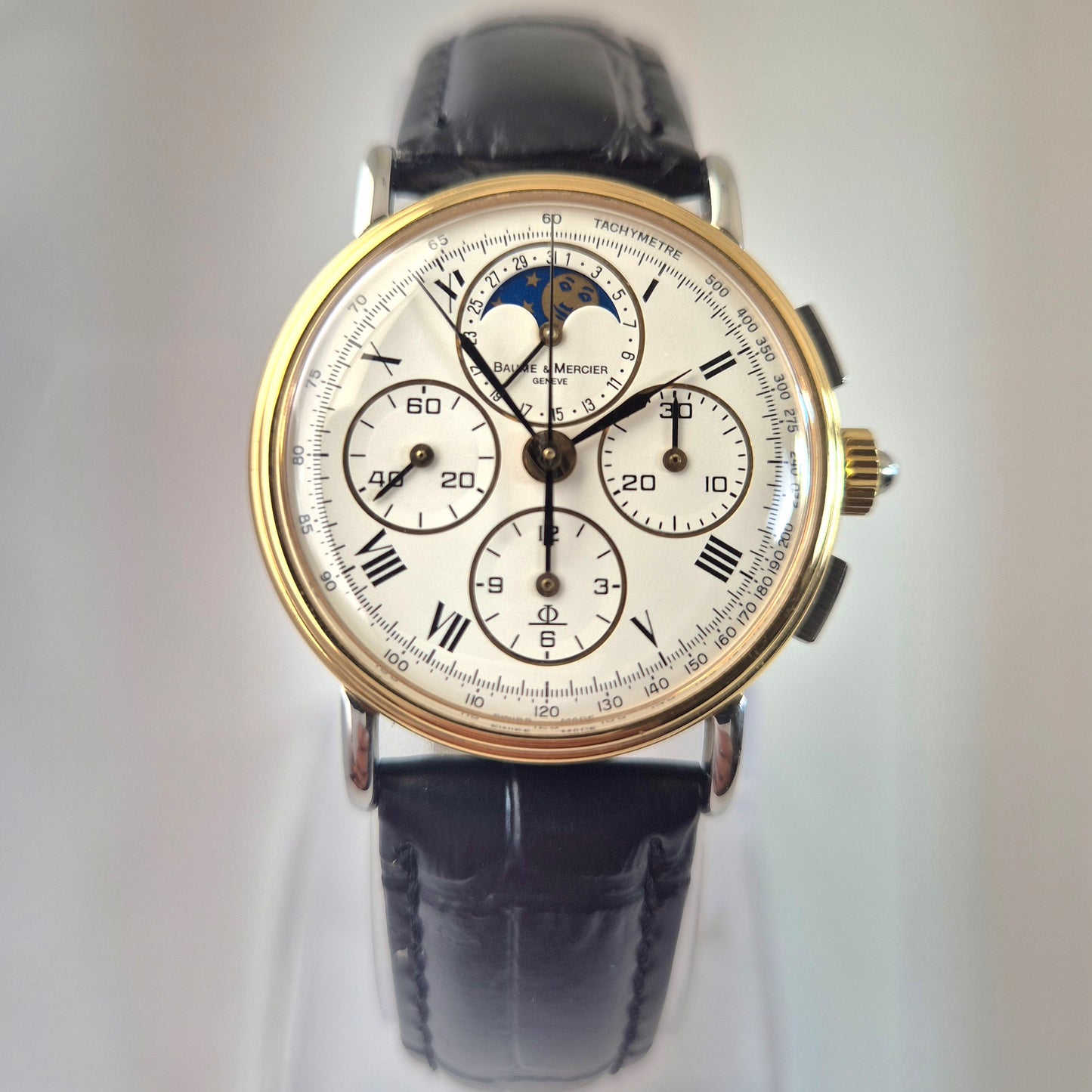 Baume & Mercier Chronograph Moonphase 18K Gold/Steel – Ref. 6102.099 (1980s)