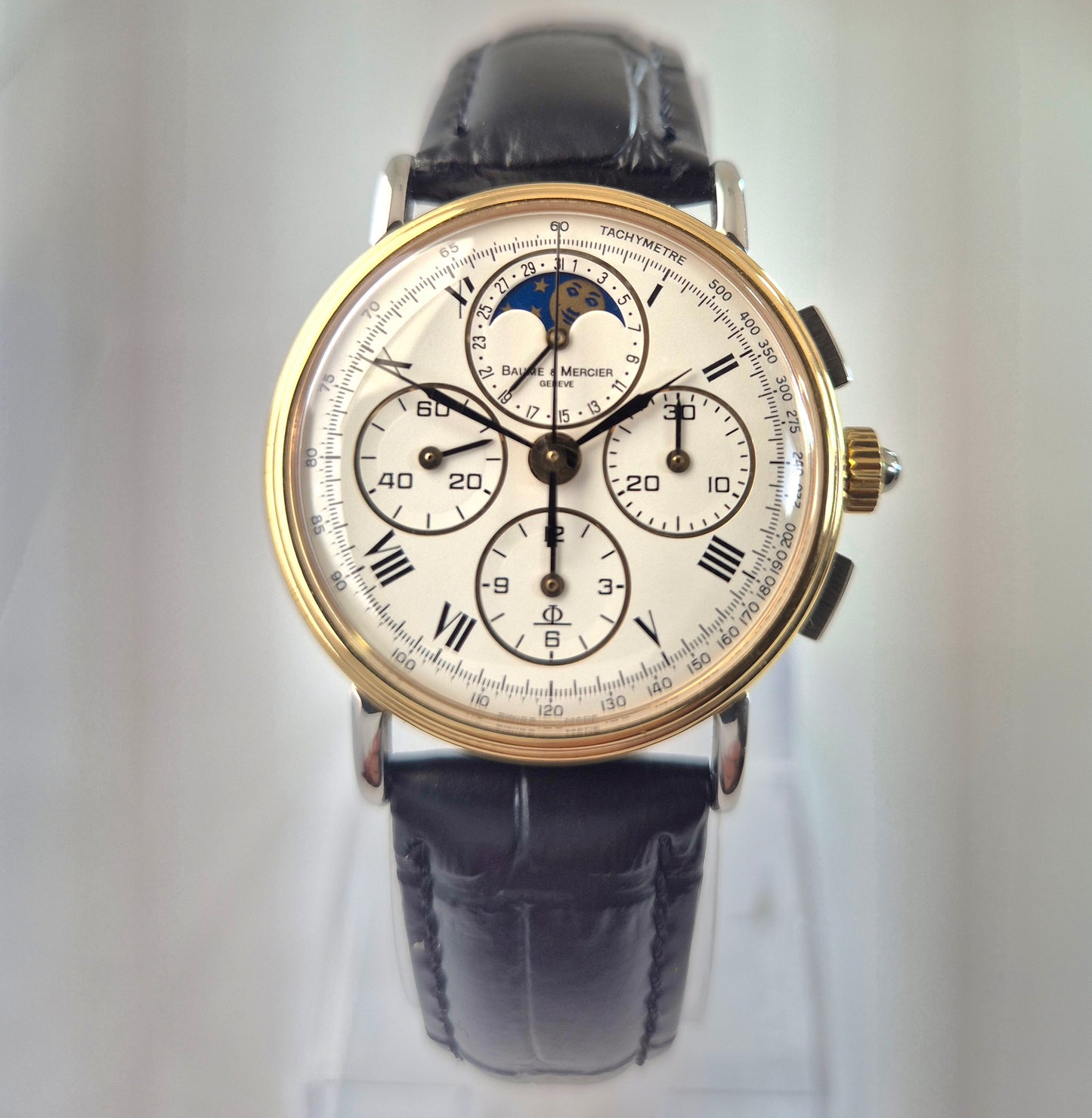 Baume & Mercier Chronograph Moonphase 18K Gold/Steel – Ref. 6102.099 (1980s)